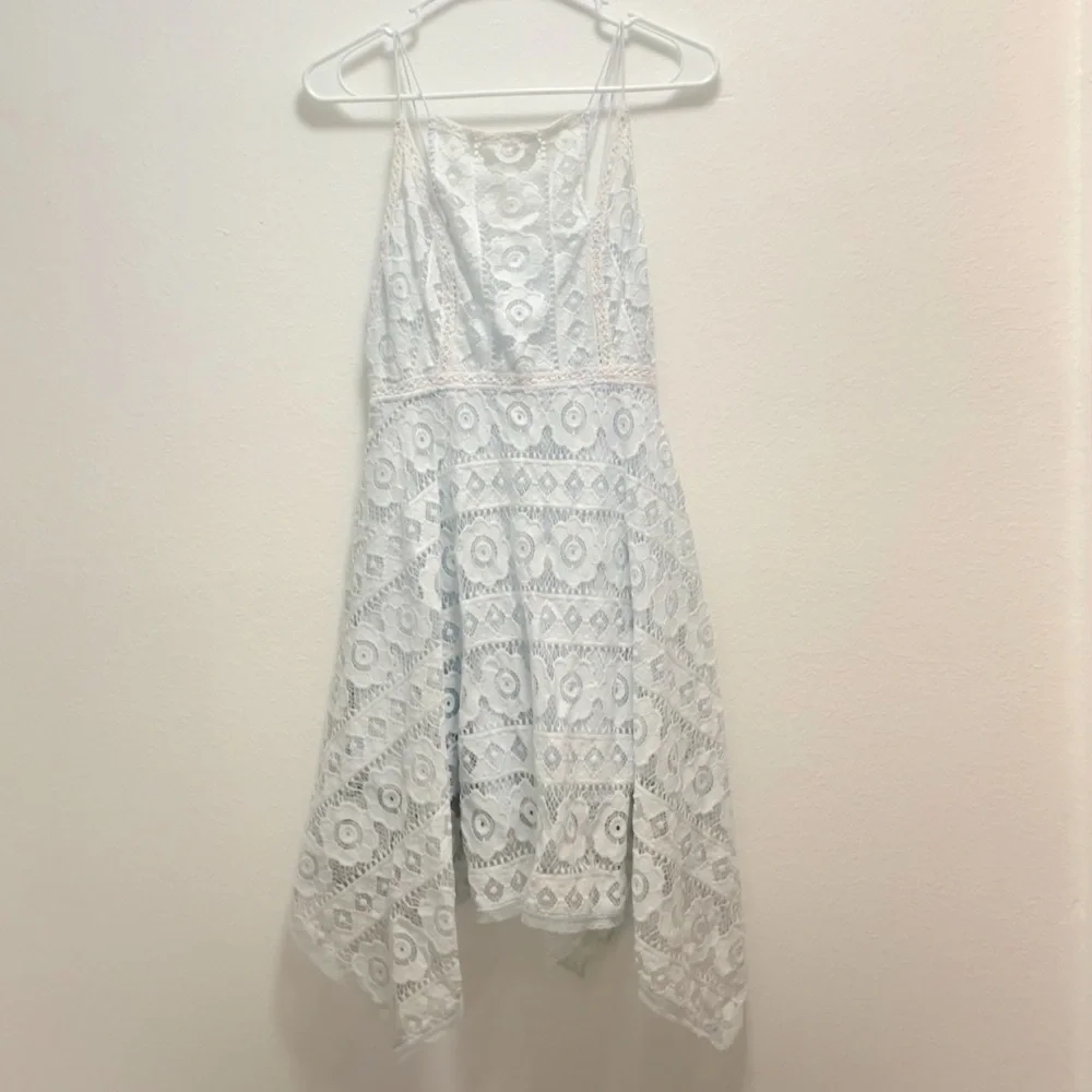 Free People Just Like Honey Sky Blue Lace Dress Sz 4 - Picture 3 of 6